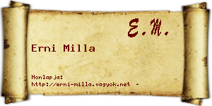 Erni Milla névjegykártya
